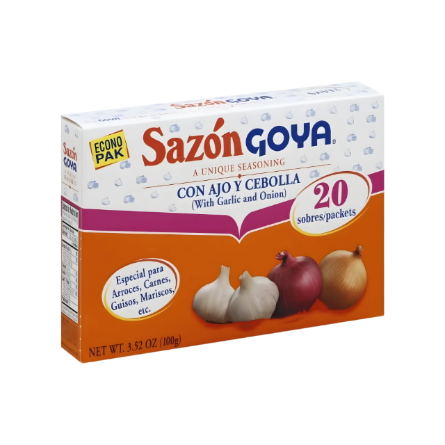 Goya Sazón Ajo y Cebolla – Condimento Latino 3.52 oz (20 sobres)