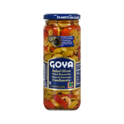 Goya Aceitunas para Ensalada Manzanilla con Pimientos – 9.5 oz