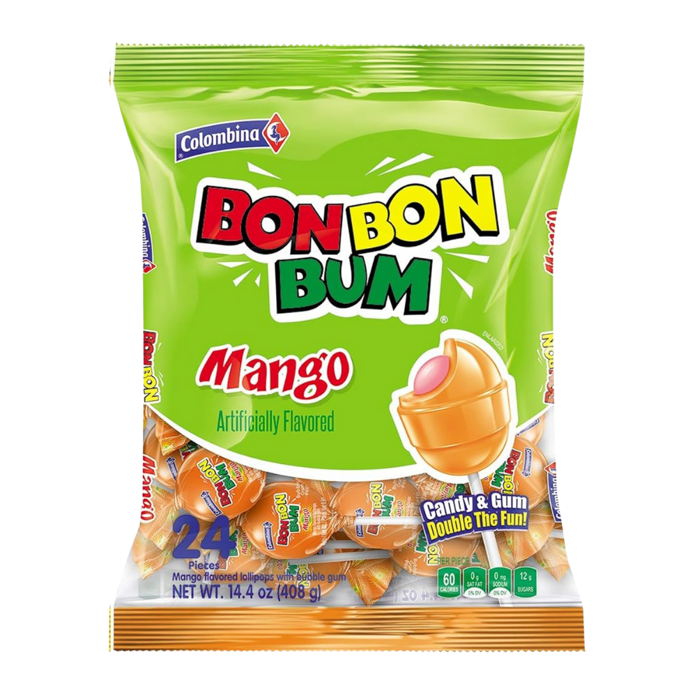 Colombina Bon Bon Bum Mango – Piruletas con Chicle (24 unidades)