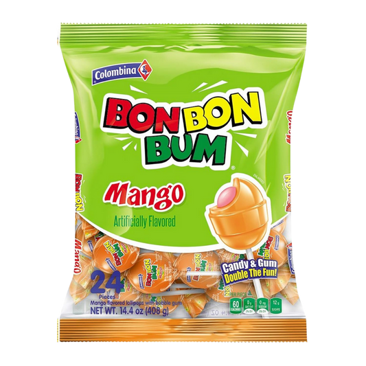 Colombina Bon Bon Bum Mango – Piruletas con Chicle (24 unidades)