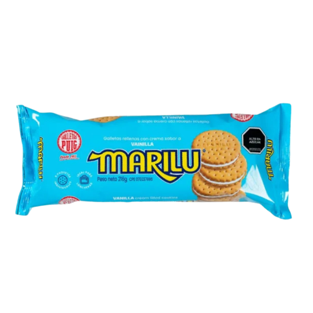 Galletas Marilú Vainilla Puig – Rellenas con Crema 216 g